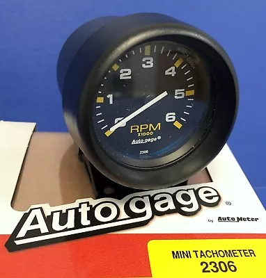 Auto Meter Autogage 2306 Mini Tachometer 6000 RPM Black Pedestal Mount 2 5/8  • $79.99