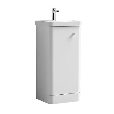Nuie Core 400mm  Floor Standing 1-Door Basin Vanity Unit Gloss White Bathroom • £164.95