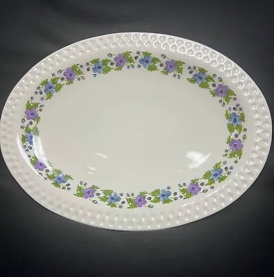 Vintage Iroquois China Intaglio Ben Seibel Woodale Blue Purple Floral Platter • $10