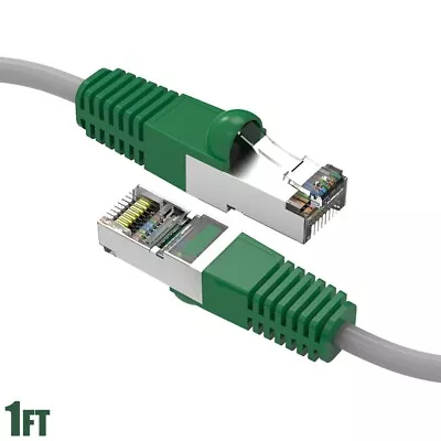 1FT Cat5E RJ45 Ethernet LAN Network FTP Shield Crossover Cable Copper Green Boot • $10.31