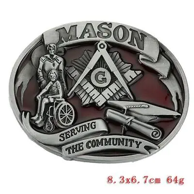 Mason Freemason Western Hip Hop Metal Belt Buckle For Men's Accessories Gift • £8.59