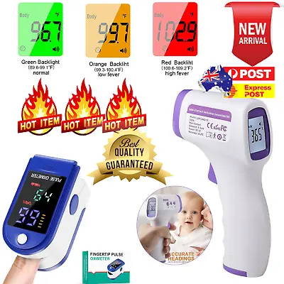 Digital Infrared Forehead Thermometer +Finger Pulse Oximeter Baby& Adult Caring@ • $2.99