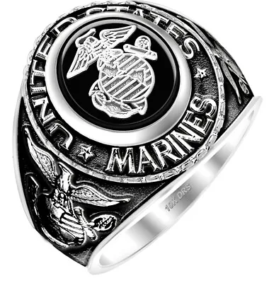 Men's Antiqued 14k Or 10k Yellow Or White Gold US Marine Corps Military Ring • $2299.99