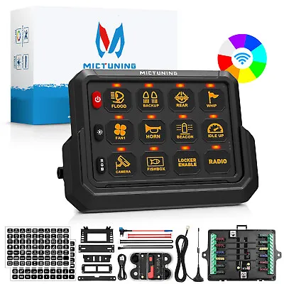 MICTUNING Wireless 12Gang RGB Switch Panel Momentary Toggle Switch Marine 12/24v • $148.71