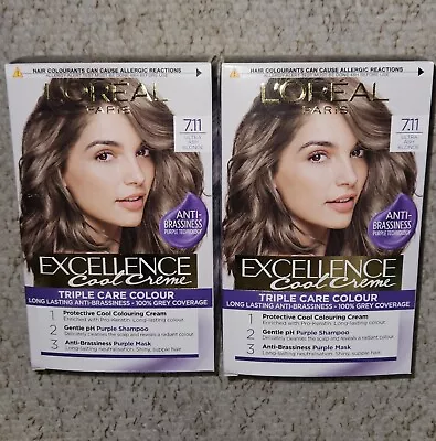 2 X L'Oreal Excellence Cool Creme Triple Care Colour 7.11 Ultra Ash Blonde • £24.99