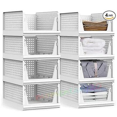 2/4X Stackable Wardrobe/Drawer.Units Organizer Clothes Closet.Storage.Basket Box • £13.49