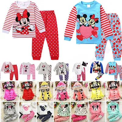 Kids Baby Girls Minnie Mouse Sweatshirt Top Pants Casual Tracksuit Outfits Warm • £6.49