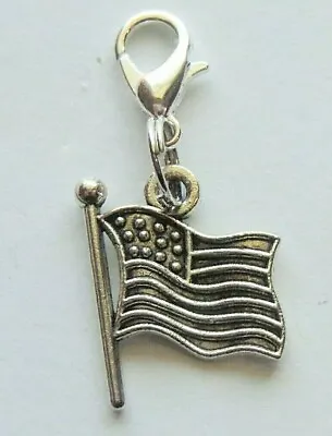 American Flag Clip-on Dangle Charm For Bracelet Necklace Zipper Pull Keychain  • $3.15