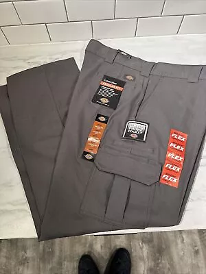 New Dickies Straight Leg Cargo Pants Size 42x32 Regular Fit Cell Pocket Grey • $28