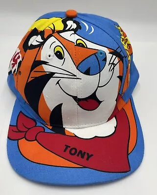 KELLOGGS TONY THE TIGER FROSTED FLAKES Big Logo SnapBack Hat Vintage 1998 • $49.99