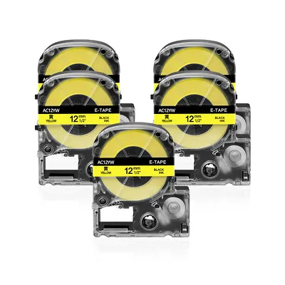 5PK Black On Yellow Compatible K-Sun 212BY Ksun EPSON 212BYPX PX Tape Label 12mm • $19.35