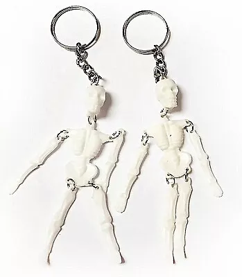 48pc White Moving Skeleton Key Chain Halloween Party Favor Carnival Joke Trick • $19.99