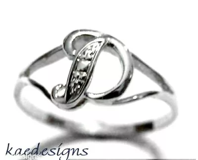 9ct White Gold Delicate Initial Ring ABCDEFGHJKLMNOPRSTUVW • $90.68