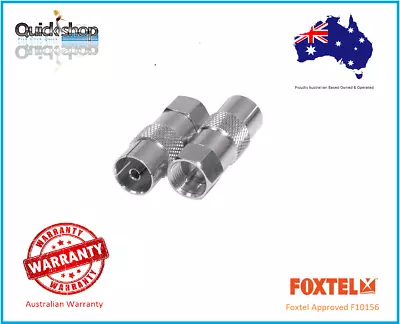 F Type Male To PAL Socket Female Coaxial Cable Joiner Connector Foxtel Approved • $3.33