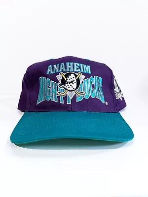Vintage 90s NHL Anaheim Mighty Ducks Purple Adult Snapback Cap Hat • $54