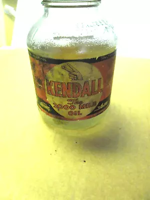 Vintage Kendall 2000 Mile Oil Jar Type  C  S.a.e. 20&20w With Cap Orig. Jar • $65