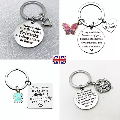 XMAS Birthday Gift Friendship Keyring For Sister Friend Bestie Engraved Keychain • £3.99