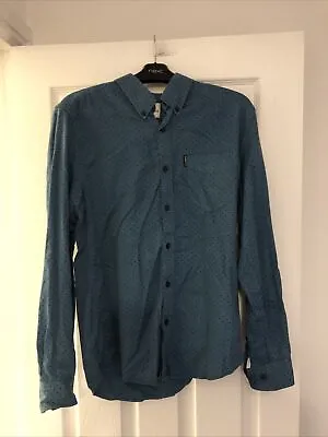 Ben Sherman Mens Cobalt Blue Polka Dot Long Sleeve Shirt Small • £10