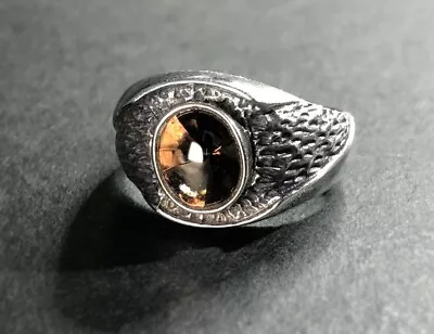 Antique ART DECO Scotland Estate Men's Ring NATURAL SMOKY QUARTZ / Sterling • $135.99