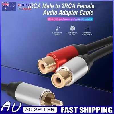 1 Male To 2 Female Adapter RCA To 2-RCA Y Splitter Cable For Audio Amplifier • $8.80