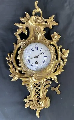 $995 • Buy Sale❗️gorgeous Louis Xv French  Solid Gilded Bronze’’ Cartel’’ Wall Clock W/key
