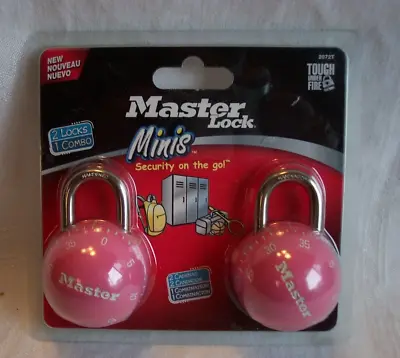 Set Of 2 Masterlock Minis Pink Ball Padlocks Same Combination NIP See Pics • $12.99