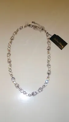 Cookie Lee Rhinestone Silver Tone 13  Collar Necklace Cookie Lee Signed Hang Tag • $10