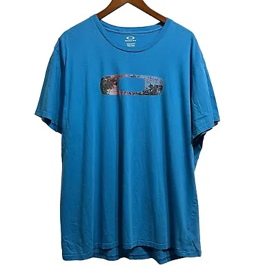 Oakley Mens Blue Short Sleeve Graphic Logo T Shirt Size 2XL Regular Fit • $11.99