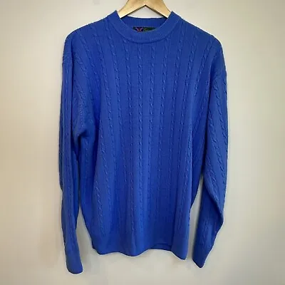 $40 • Buy Vintage Gina Cashmere Sweater In Blue Cable Knit Men’s XL