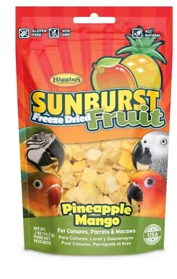 Higgins Sunburst Pineapple Mango Freeze Dried Fruit For Conures Parrots Macaw • $13.99