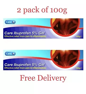 2 X Care Ibuprofn Gel 5% Pain Relief Anti Inflammatory Backache & Sprains 100g • £10.95