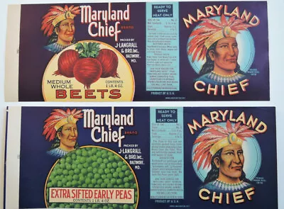 Vintage Original Wholesale Lot 67 MARYLAND CHIEF Peas And Beets Can Labels NOS • $12.99