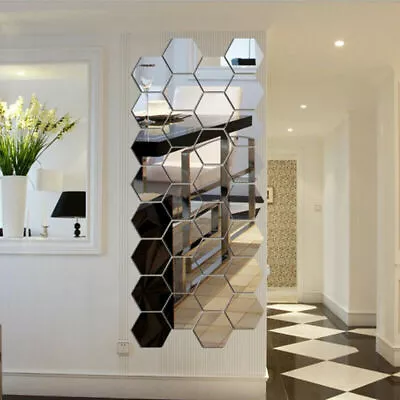 3D Honeycomb Hexagon Mirror Wall Sticker Acrylic Art Room Decal Decor 12PCS USA • $5.39