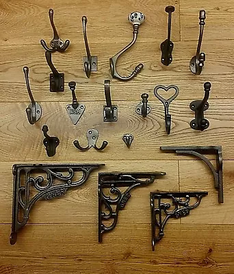 Antique Vintage Style Classic Cast Iron Coat Hooks Signs & Brackets • £1.89