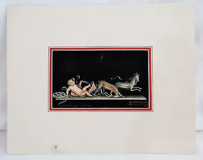 Mid Century Gouache By Giovanni Gallo Pompei La Corsa Unframed Signed 1957 • $14.99