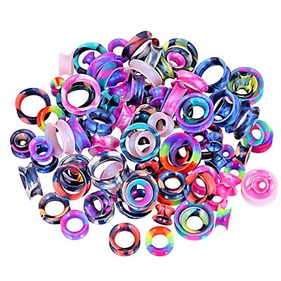 $13.59 • Buy 40PCS Silicone Ear Gauges Random Color Soft Earskin Tunnels Plugs Ear Expander