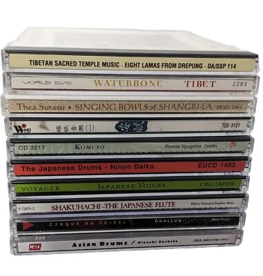 Mixed Lot Of 10 CD's Asian Artists ChineseJapaneseDrumsFlute MeditationZen  • $32