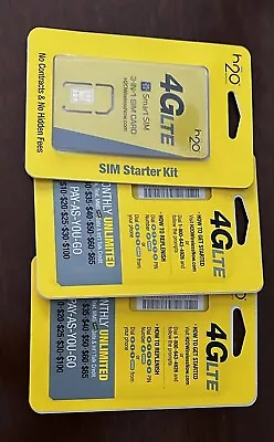 (3) H20 SIM Card Wireless 3-in-1 Triple Mini Micro Nano 4G LTE Smart Starter Kit • $20.99
