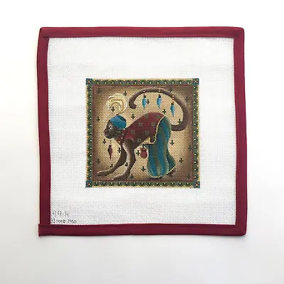 MELISSA SHIRLEY Handpainted Needlepoint Canvas Monkey Profile Jeweltone 18 Mesh • $98