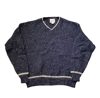 Vintage Woolrich Mens Sweater Large Gray V Neck Wool Blend Tweed Made In USA • $28.45