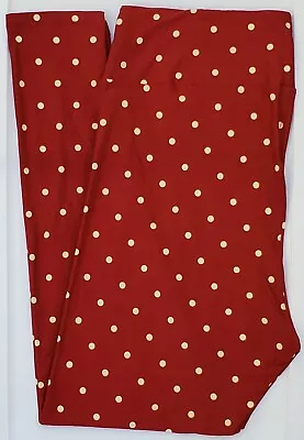 TC LuLaRoe Tall & Curvy Leggings Cute Polka Dots On Dark Red NWT Q07 • $14.90