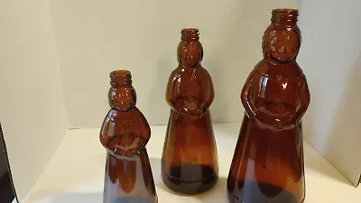 Vtg Lot Of 3  MRS BUTTERWORTH Brown Glass Syrup Bottles (8 -73 10 -72 11 -73) • $15