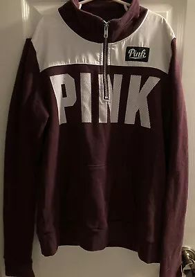 Pink By Victoria Secret Half Zip Sweatshirt Pullover Maroon Size Small • $14