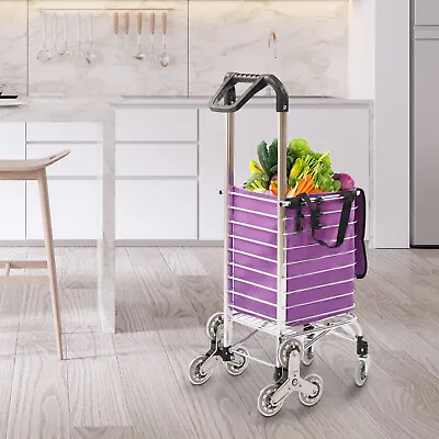 Folding Shopping Cart Grocery Trolley Laundry Stair Climbing Handcart 6/8 Wheels • $57.34