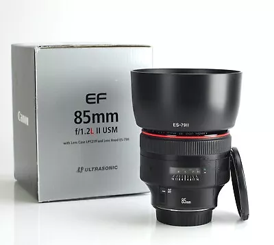 Canon EF 85mm II F1.2 L USM Autofocus Prime Lens Boxed Caps & Hood For EOS DSLR • £689.99