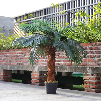 100cm Large Faux Palm Tree Fake Artificial Green Plants Realistic Tree Garden UK • £34.95