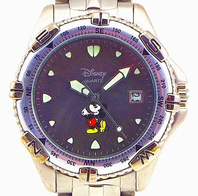 $98.85 • Buy Mickey Rare Disney Fossil Time Works Man's, Date Gray Dial, New Unworn Watch $99