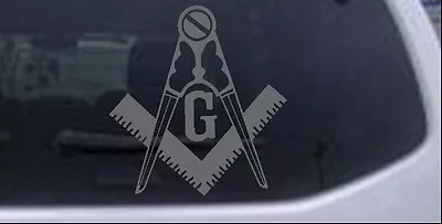 Masonic Square And Compass Car Truck Window Laptop Decal Sticker Silver 4X4.3 • $7.07