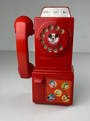Vtg 1960s Disney Hasbro Mickey Mouse Club Talking Telephone Red - Display Only C • $69.98