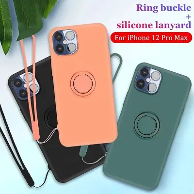 $4.95 • Buy For IPhone13/12/Pro/Max/XS/11/XR/Ring Stand Case Shockproof Liquid Silicone Cove